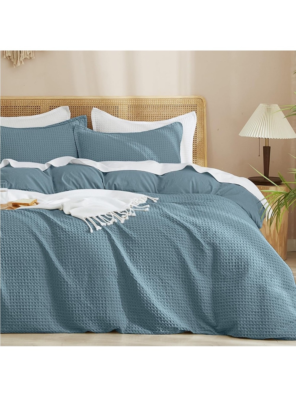 NEW PHF Waffle Duvet Cover Set King Size, No Snagging Ultra Soft Luxury Textured